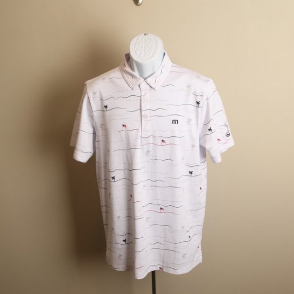 Travis Mathew Men's red, white and blue 4th of July golf s/s polo shirt Medium M - Picture 2 of 7